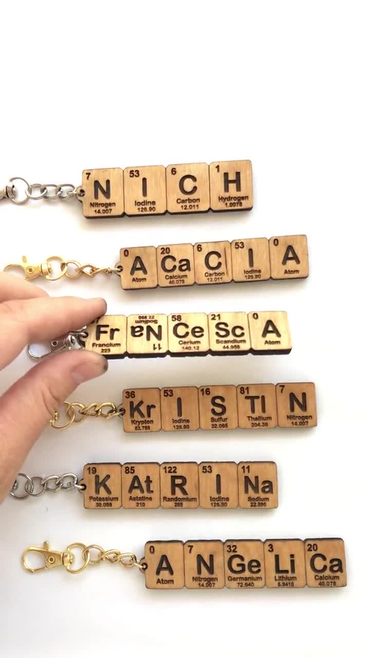 Custom Periodic Table Element Name Key Chain Backpack Clip