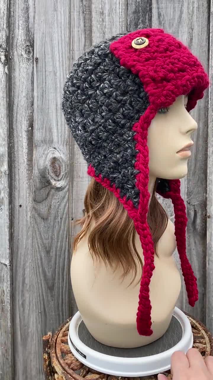 Trapper Hat, Ear Flap Hat, Chunky Crochet Hat, Womens Hat, Mens