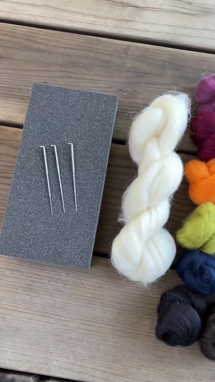 Beginner Needle Felting Kit, Beginner Tutorial for Bee, 16 Colored Wool  Bits Plus Cream, Pad and Needles 