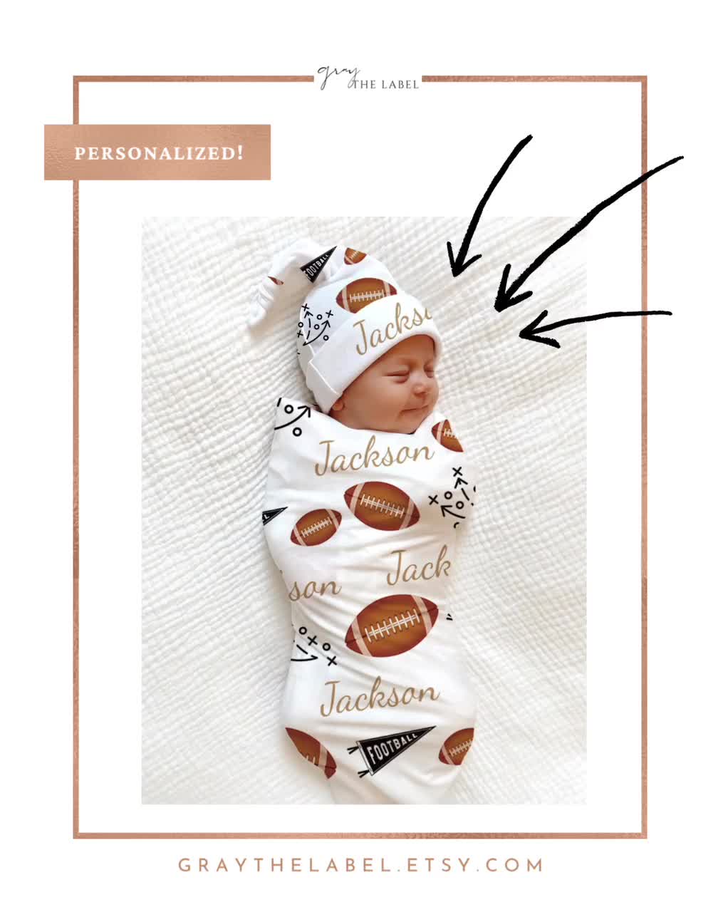 Football Sport Baby Blanket - 40x30 Inch Personalized Nursery Bedding For Boys & Girls