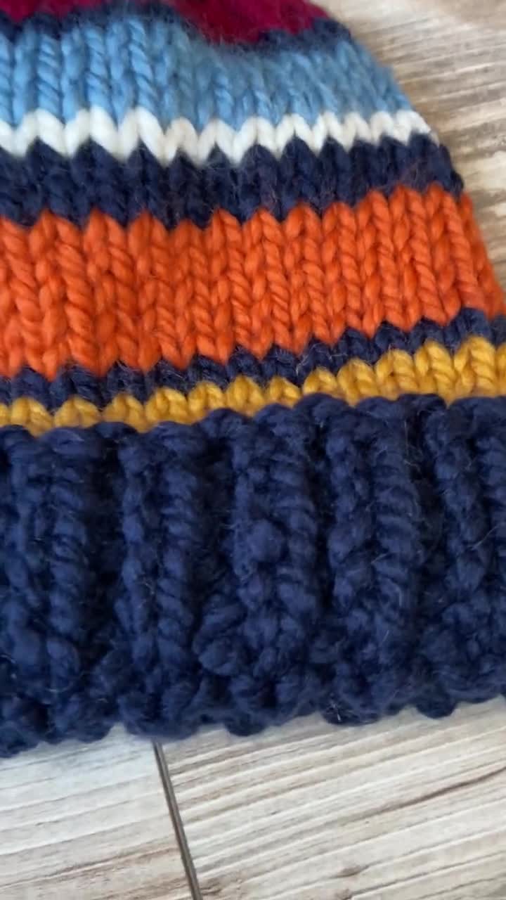 Vintage Inspired Striped Wool Blend Hat: Colorful Winter