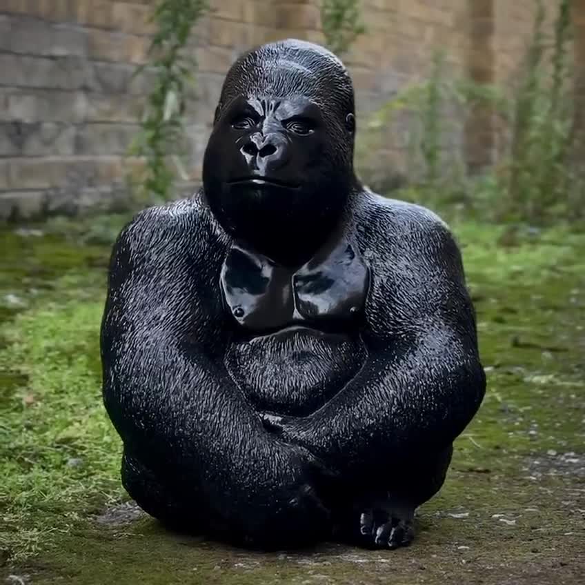 Large Gorilla Garden Figurine Concrete Gorilla Sculpture Black