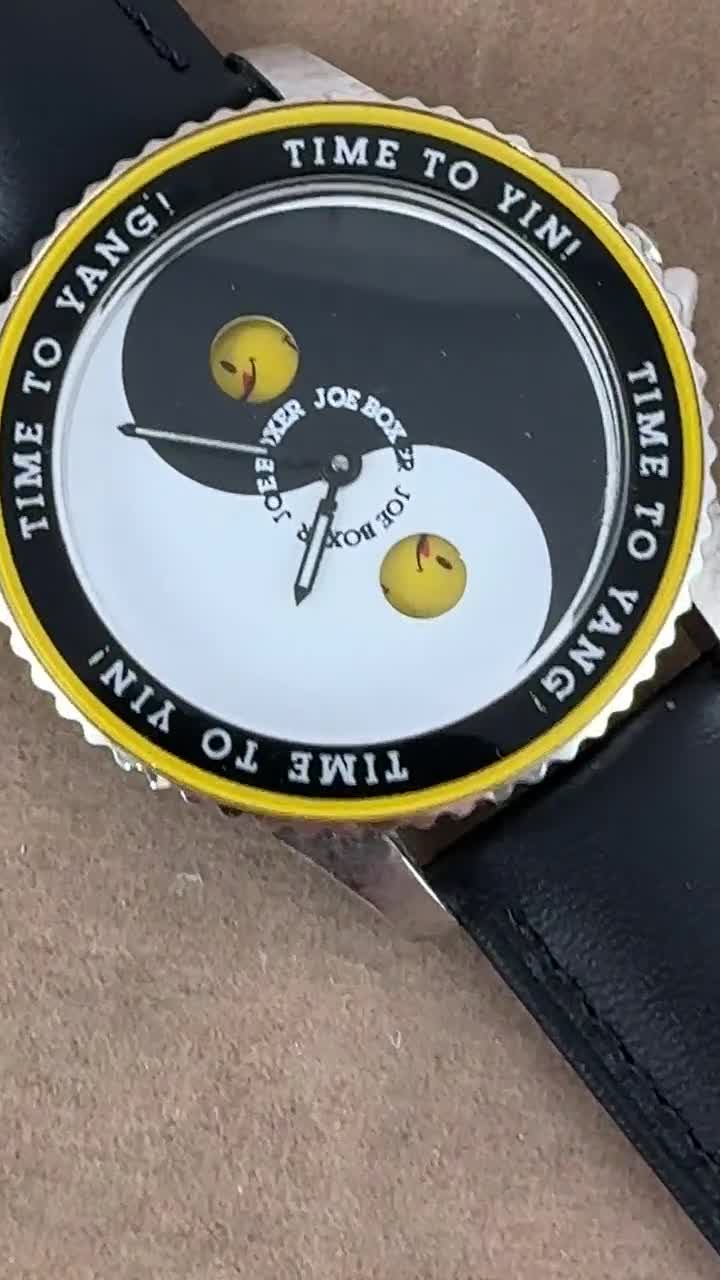 Vintage Joe Boxer Yin Yang Smiley Face Watch: Rotating Bezel