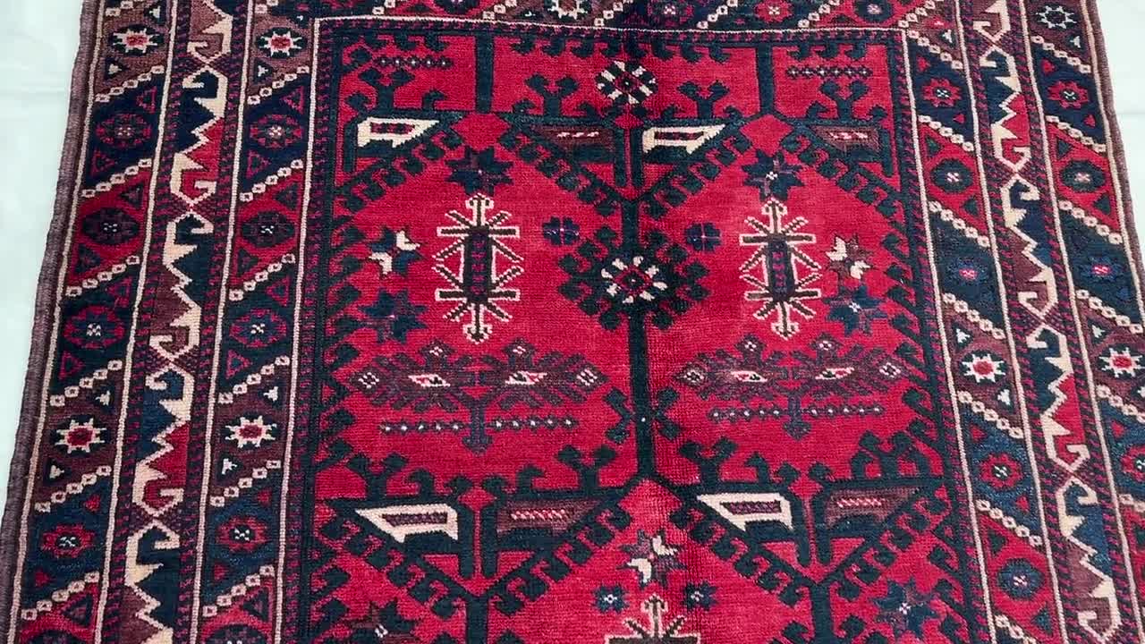 4'0x6'3フィート、幾何学模様のトルコウールラグ、オリエンタルラグ