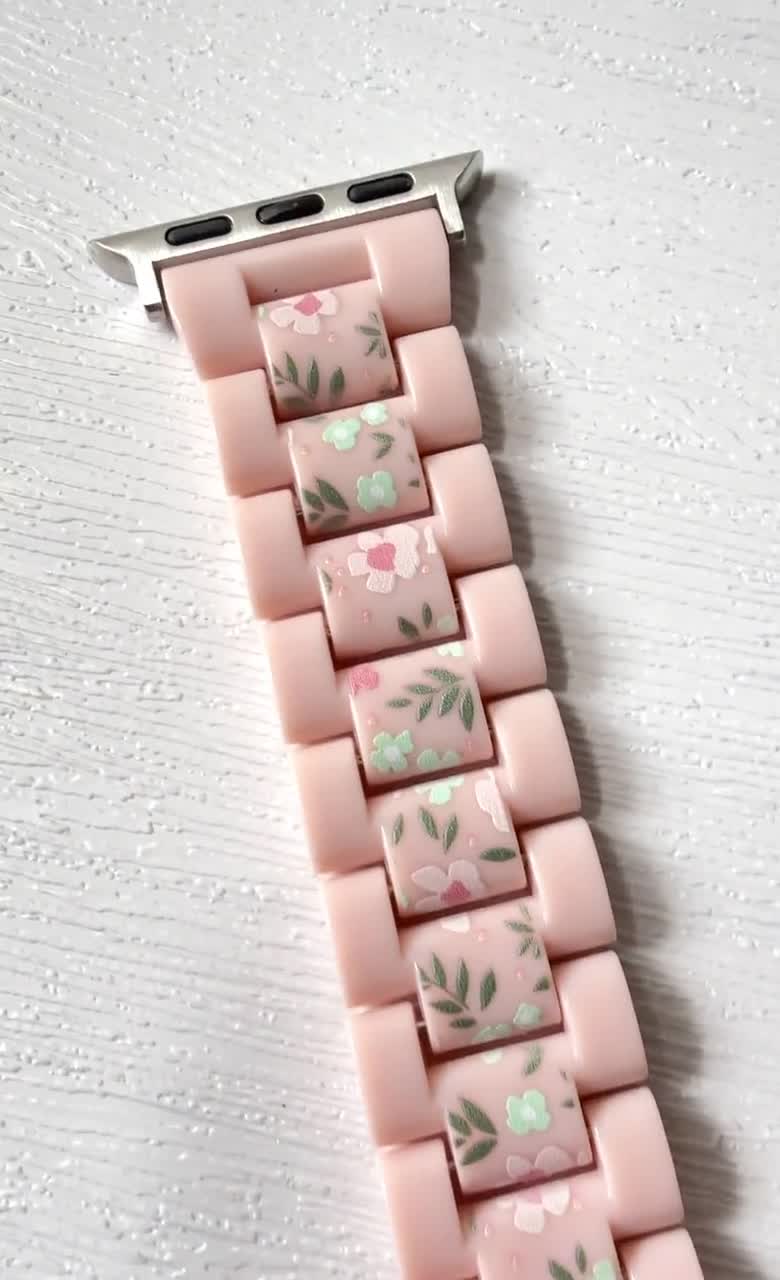 Petal Whisper Pink Acrylic Apple Watch Resin Bracelet Strap 38 40