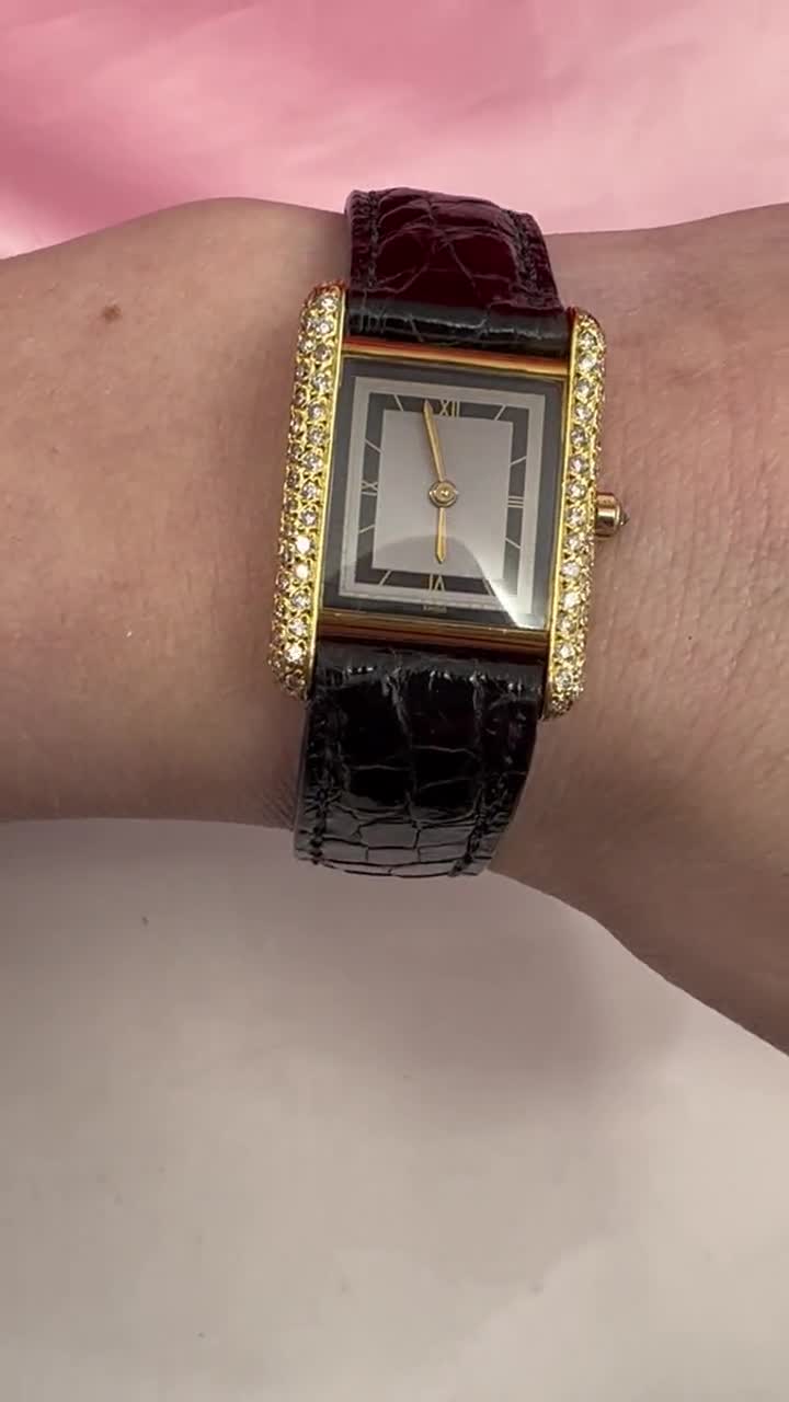 CARTIER 925 ARGENT PLAGUE OR G 20M 21 050399 LADIES WATCH