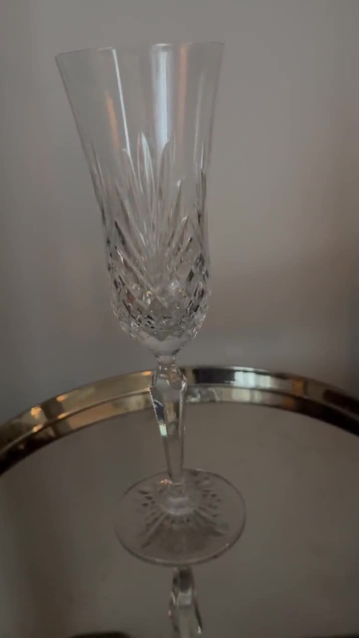 Vintage Pair Set/2 Clear Fancy Scroll Crystal Champagne Flutes Gold St –  Touched By Time Treasures