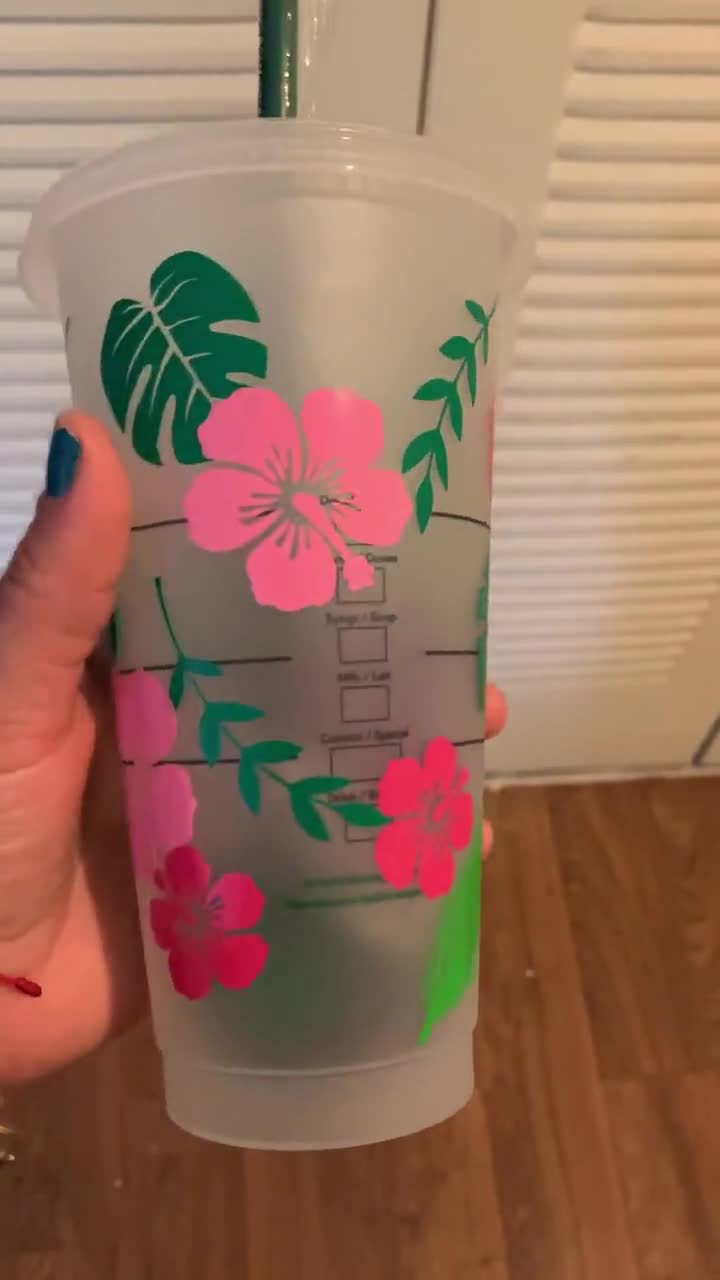 Starbucks Reusable Cup-tropical Starbucks Cup-hibiscus Starbucks Cup Custom Starbucks  Cup-free Straw Topper With Purchase 