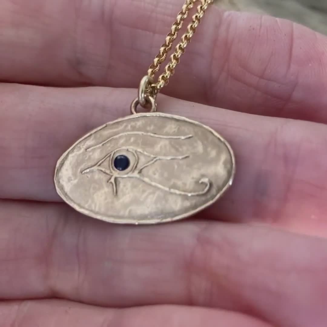 Eye of Horus Necklace - Eye of Ra - Ancient Egypt - Egyptian Jewelry  Sapphire Necklace - Evil Eye Necklace - Egyptian Necklace