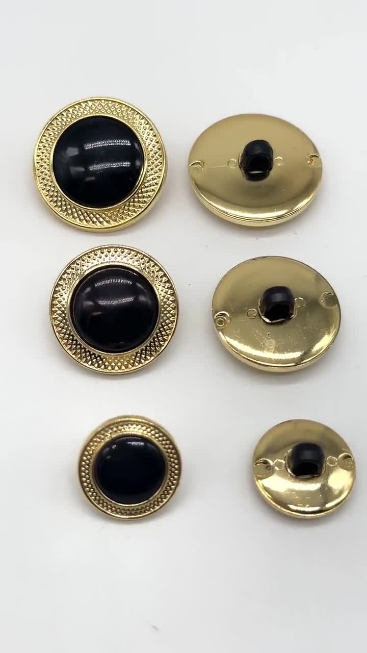 12 Pcs Vintage Clothing Buttons | Decorative Black & Gold