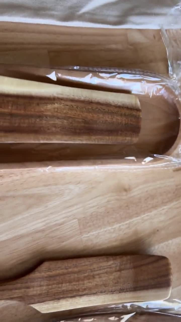 Spurtle Spatula Spoon Kitchen Cooking Utensil - Premium Wood 5pc Set - Natural Teak Wood Machine Washable - Non Stick Wooden Cookware Spatula Spoon