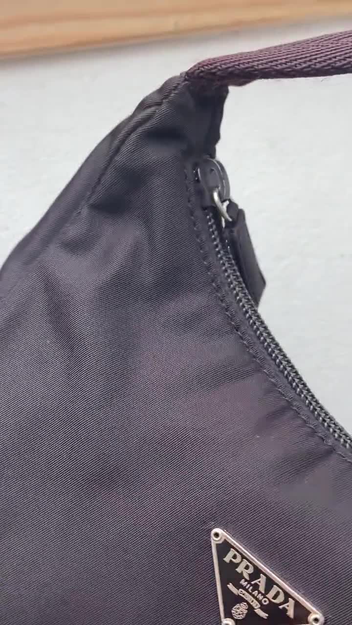 Prada Dark Brown Nylon Tessuto Mini Hobo Bag 914pr55