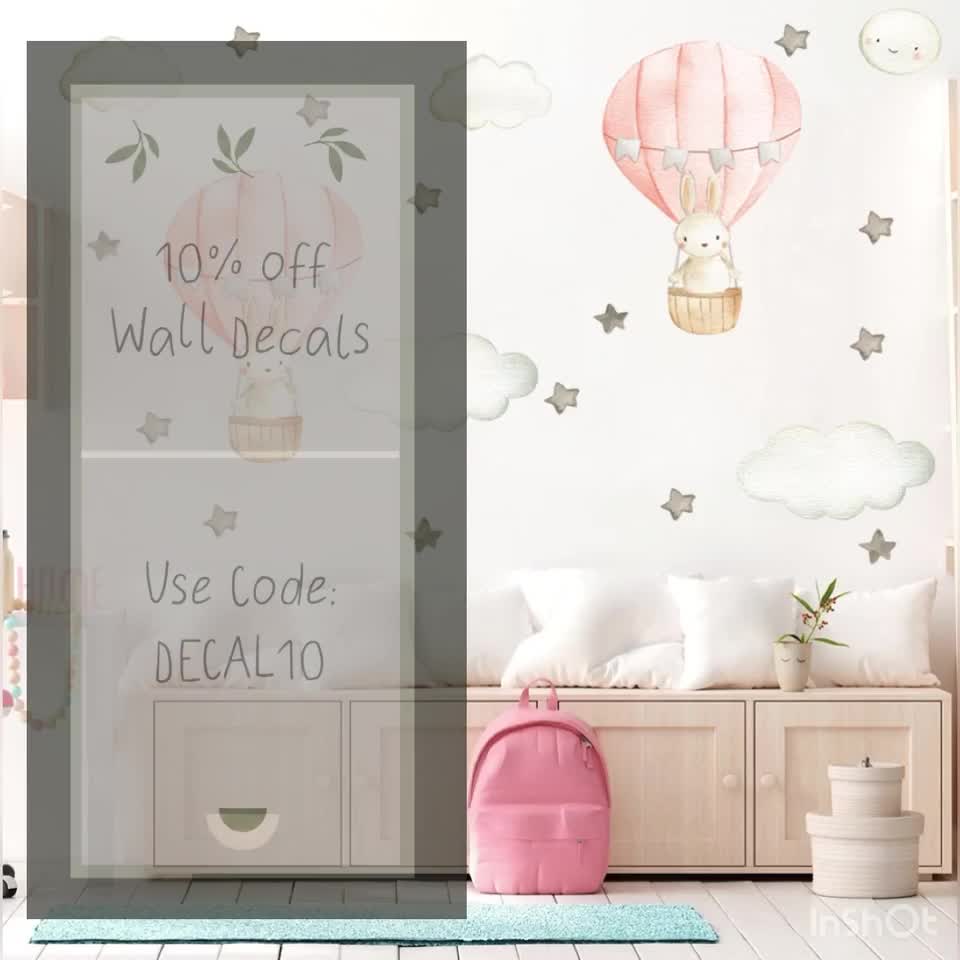 Cartoon Wall Sticker Elefante Palloncino Arcobaleno Adesivi da parete  rimovibili Simpatici adesivi per animali Decorazioni murali per bambini  Camera da letto Soggiorno Muro Backgroun