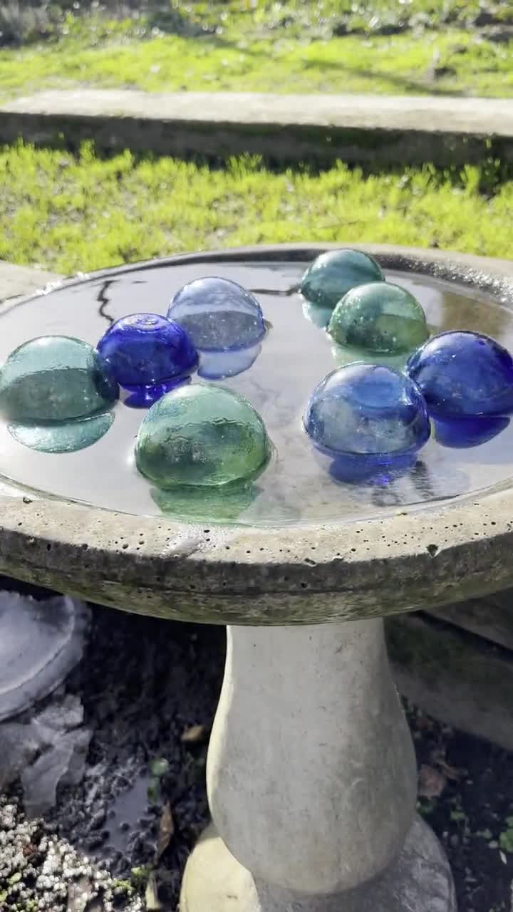 Beach Glass Floats, Set of 8 Small Hand Blown Glass Balls, Blue Green Aqua  Cobalt Interior Design Spheres Garden Pond Art, Avalon Glassworks -   Denmark