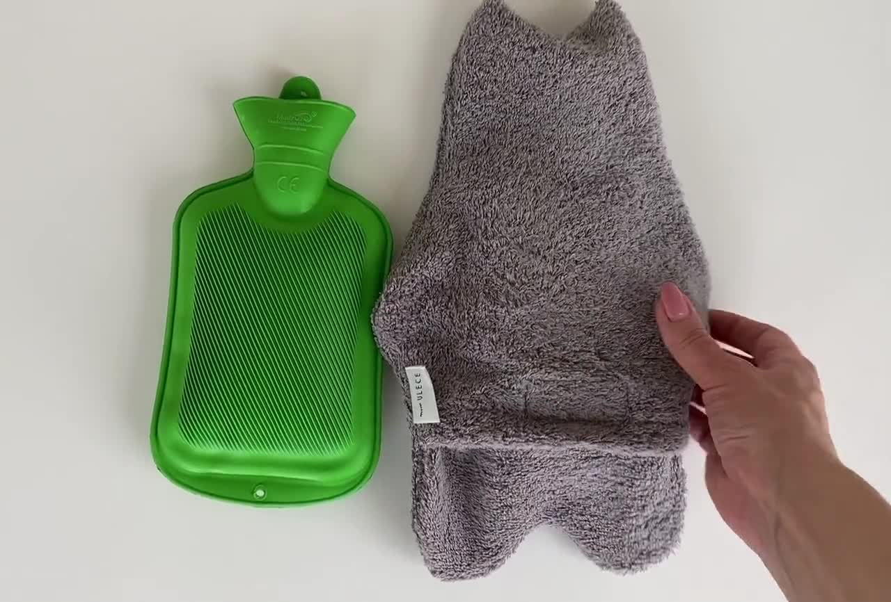 Housse de bouillotte pour 0,7-0,8 litre, tissu éponge 100 % coton, cadeau  idéal pour les enfants et les adolescents, joli chauffe-lit pour chat -   France