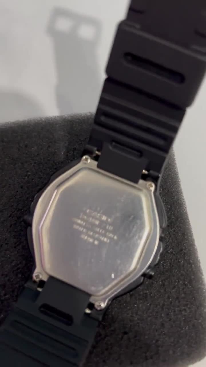 Vintage Casio AW-21U World Time Watch - Black Rubber Band, Mod:387