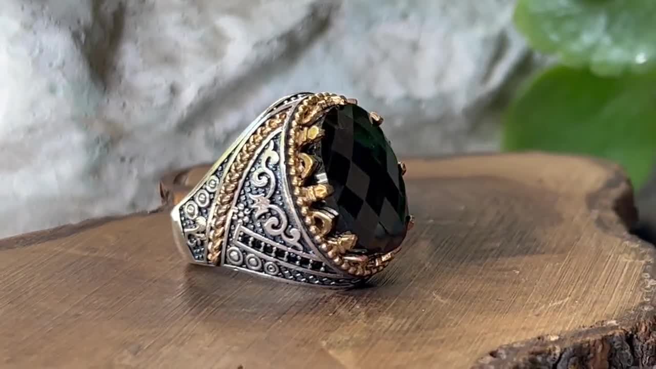 Handmade Ottoman Onyx Ring: 925 Sterling Silver Mens Ring - Etsy