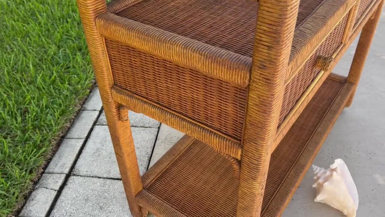 HENRY LINK Bar Cart Lexington Boho Chic Wicker Rattan HENRY LINK Bar Cart Lexington Boho Chic Wicker Rattan