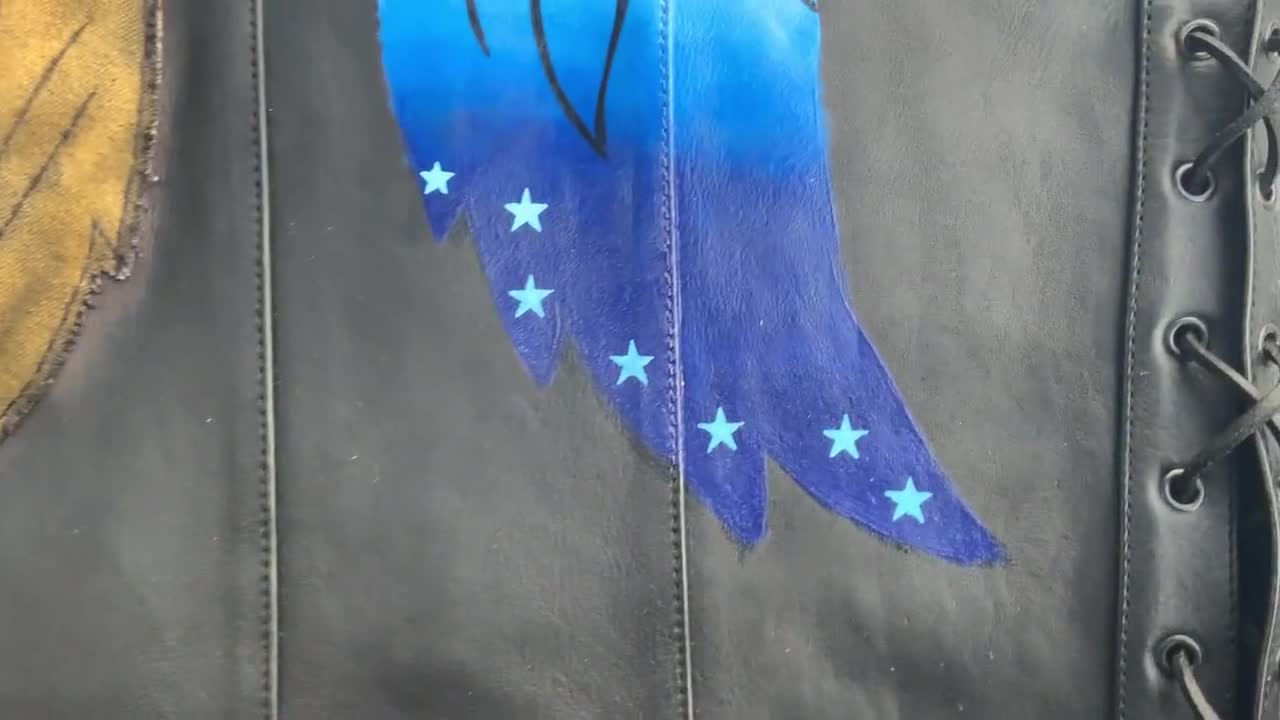 Angel Wing REBORN Leather Vest: Painted Blue Wing - Etsy