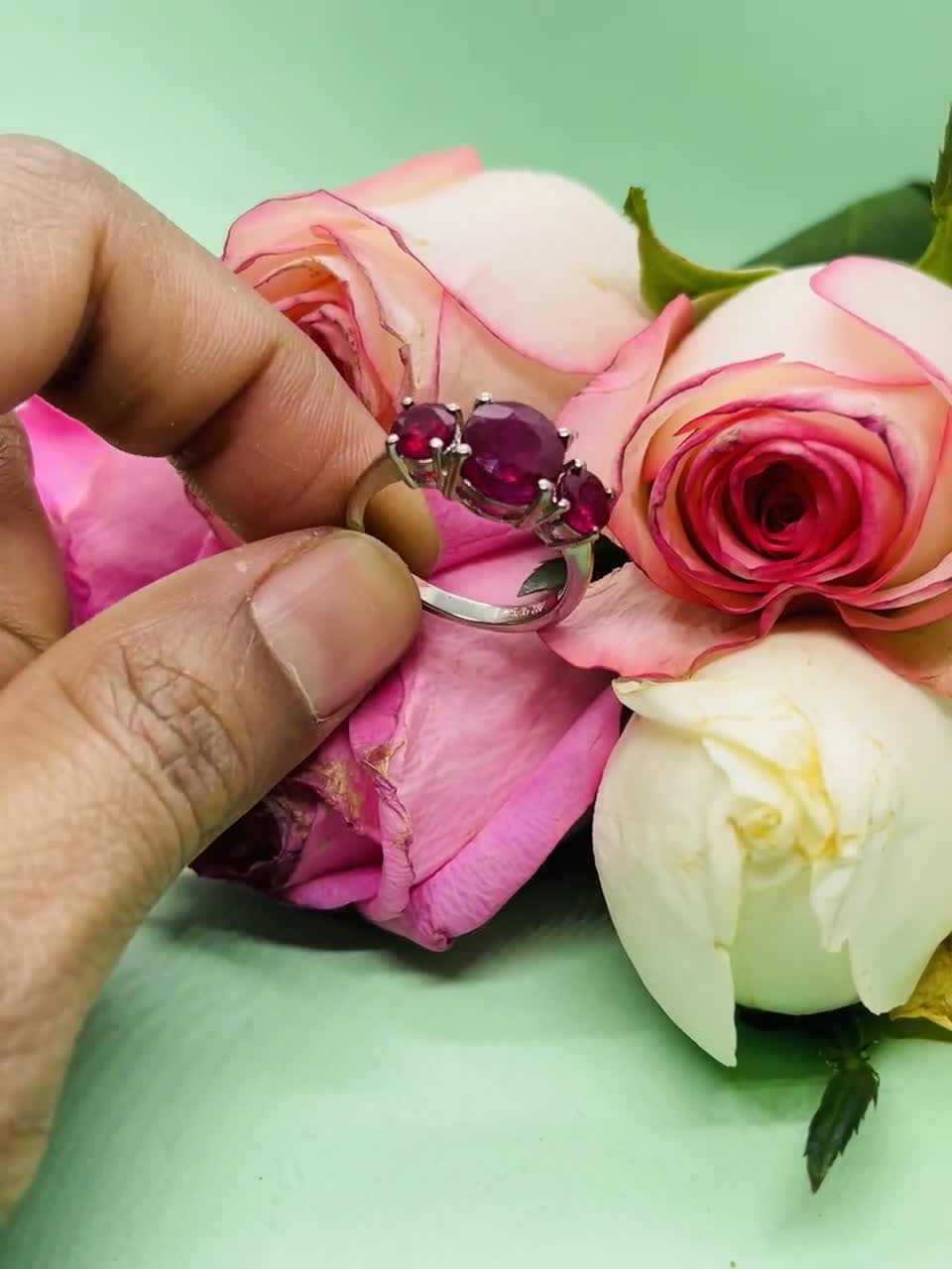 Ruby Promise Ring: Round Cut Red Stone, Sterling Silver - Etsy