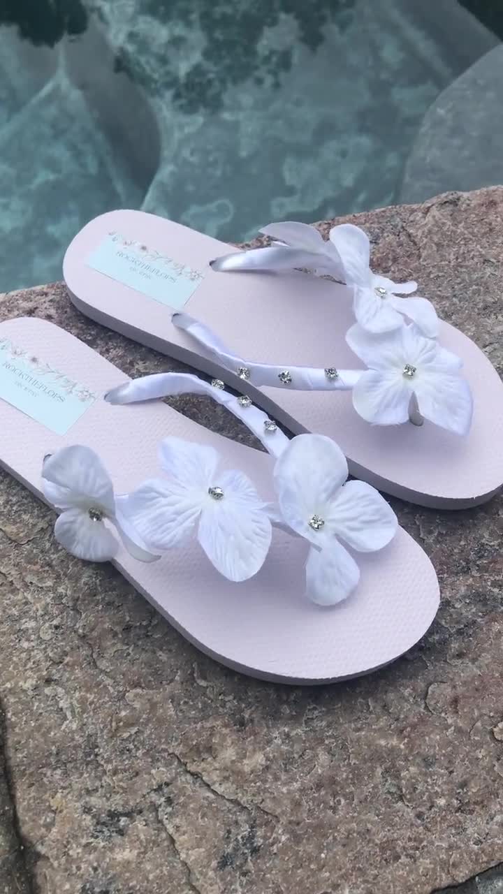 BEACH Rhinestone Bridal Flip Flops Wedges. Wedding Flip Flops. Ivory Pearl  Starfish Bridal Shoes Bling Wedding Sandals. Crystal Flip Flops. 