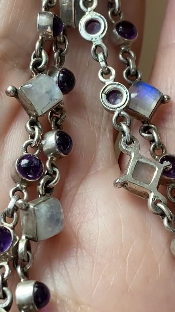 ❤︎︎  Silver Gothic Princess Necklace With Spectrolite & Amethyst