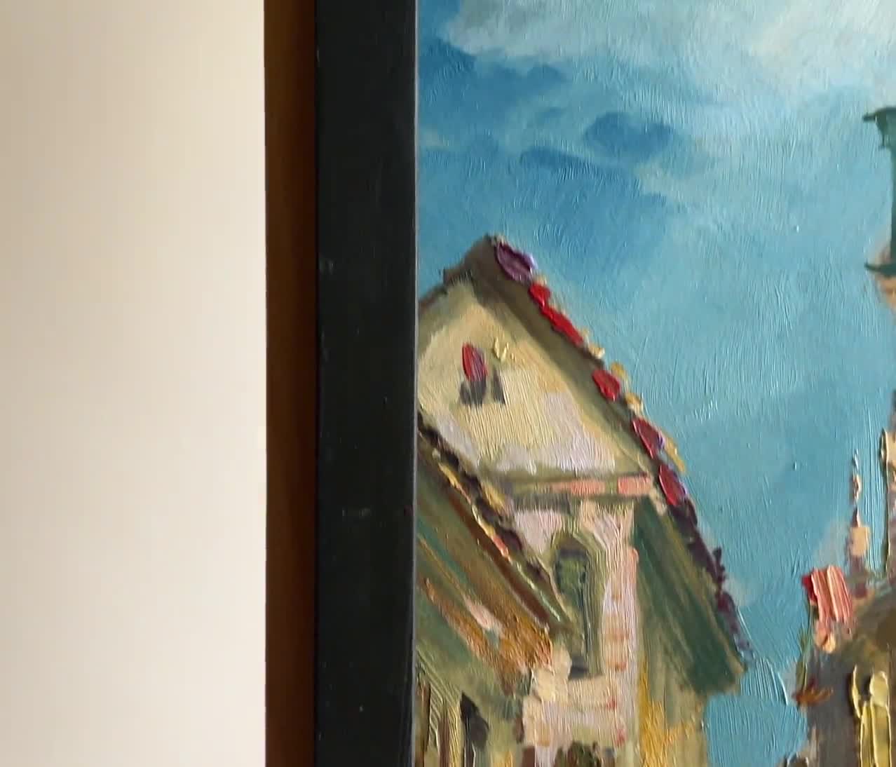 油絵　建物　風景画　作者名あり 人と建物の風景を描く” 風景画作品集 油彩、アクリル画 - 絵画で