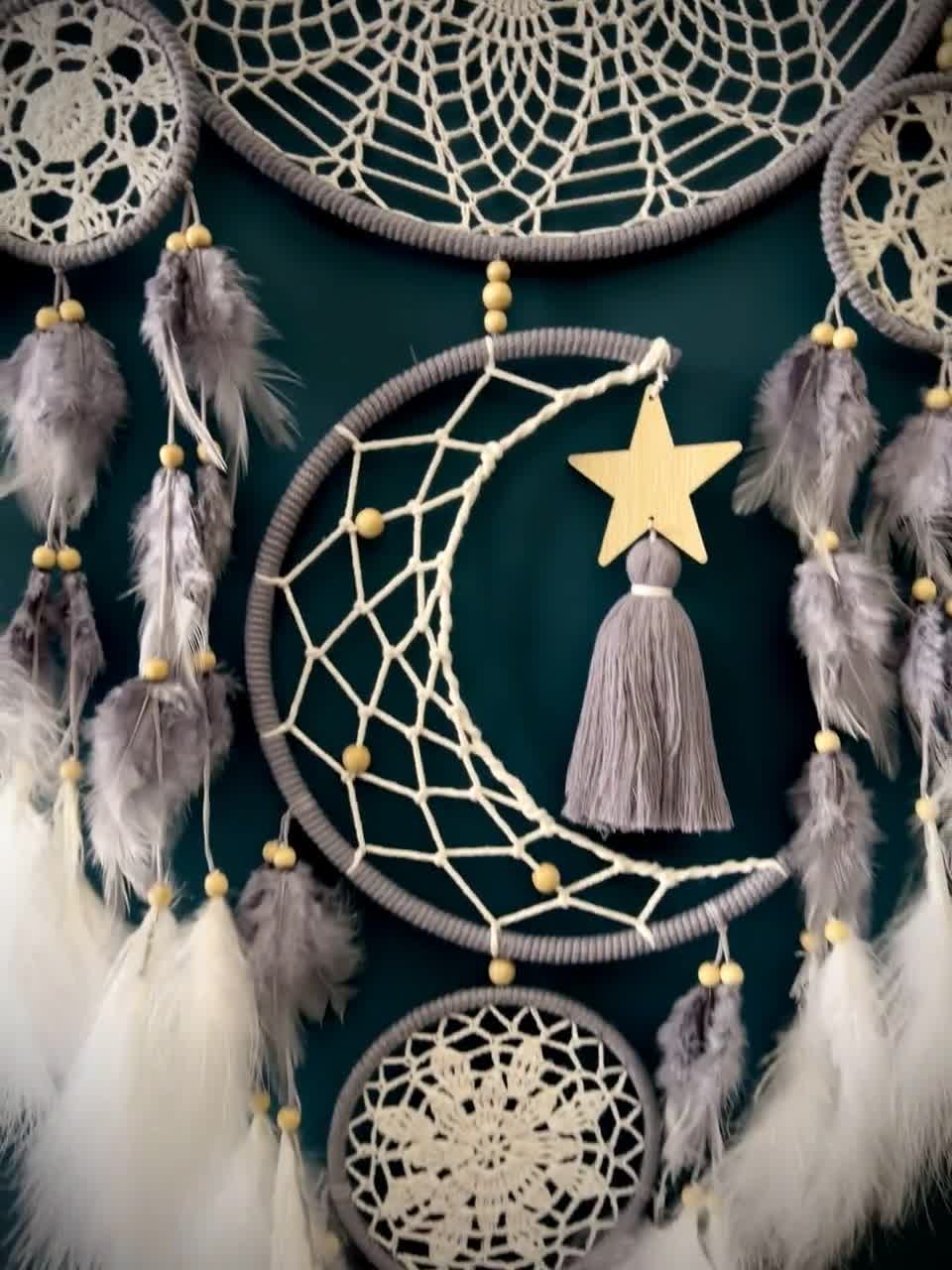 Large Moon & Stars Dreamcatcher: Boho Bedroom Wall Hanging - Etsy
