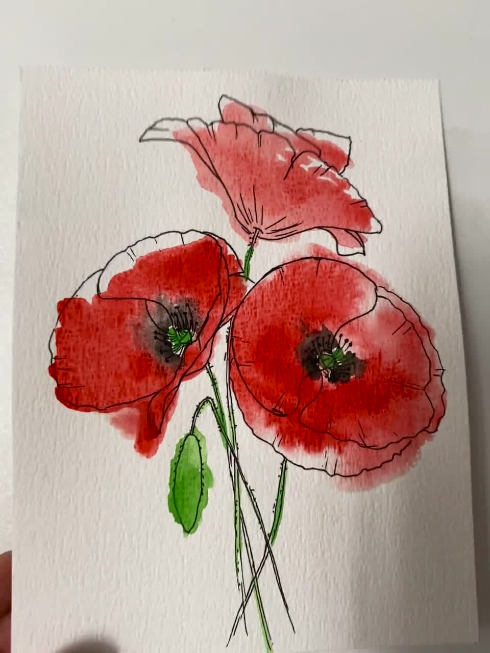 Original poppy offers painting, watercolour, pastel, mixed media