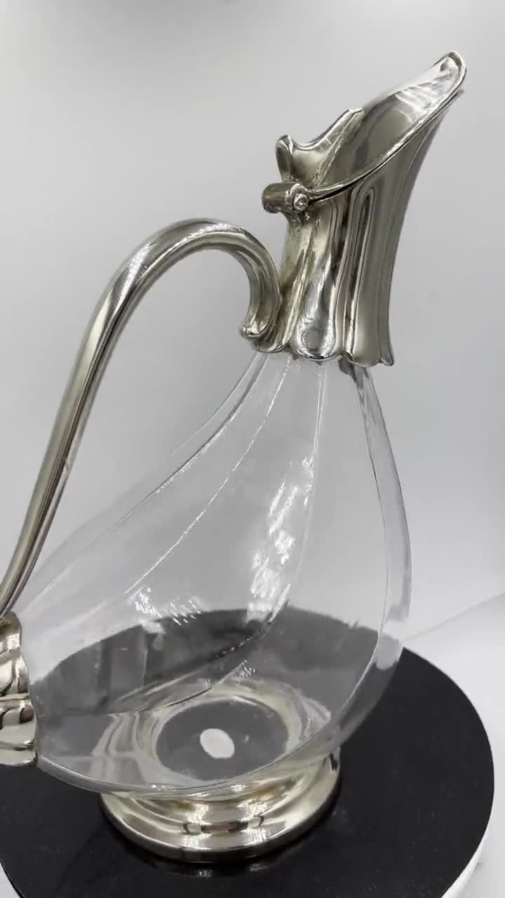 Vintage Duck Glass Silver Plated Claret Swan. Jug Decanter Water Wine.  @BendisCollectibles