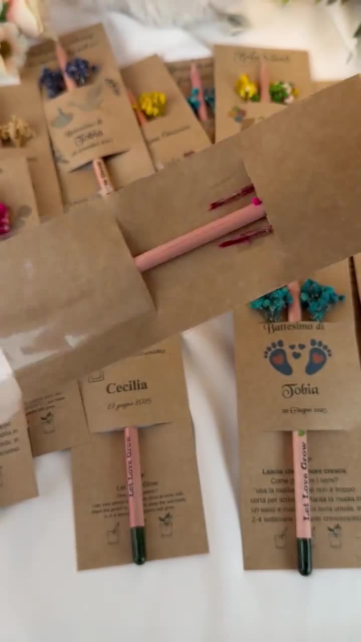 Recuerdos de fiesta ecológicos con tarjeta personalizada, tarjetas personalizadas para fiestas infantiles - lápiz de semillas video poster