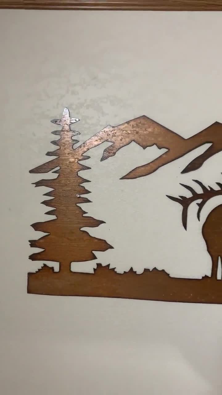 Elk Metal Wall Art. Rustic Animal Artwork. Mountains Trees Forest. Hunting  Lodge Decor -  Canada