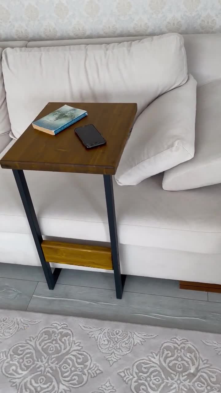 SGTEOBG Kleiner Beistelltisch C Form, Beistelltisch Holz Mit