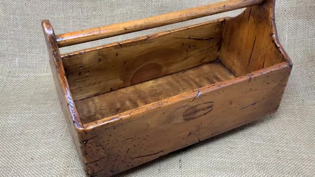 Vintage Wooden Tool Box - Authentic Reclamation