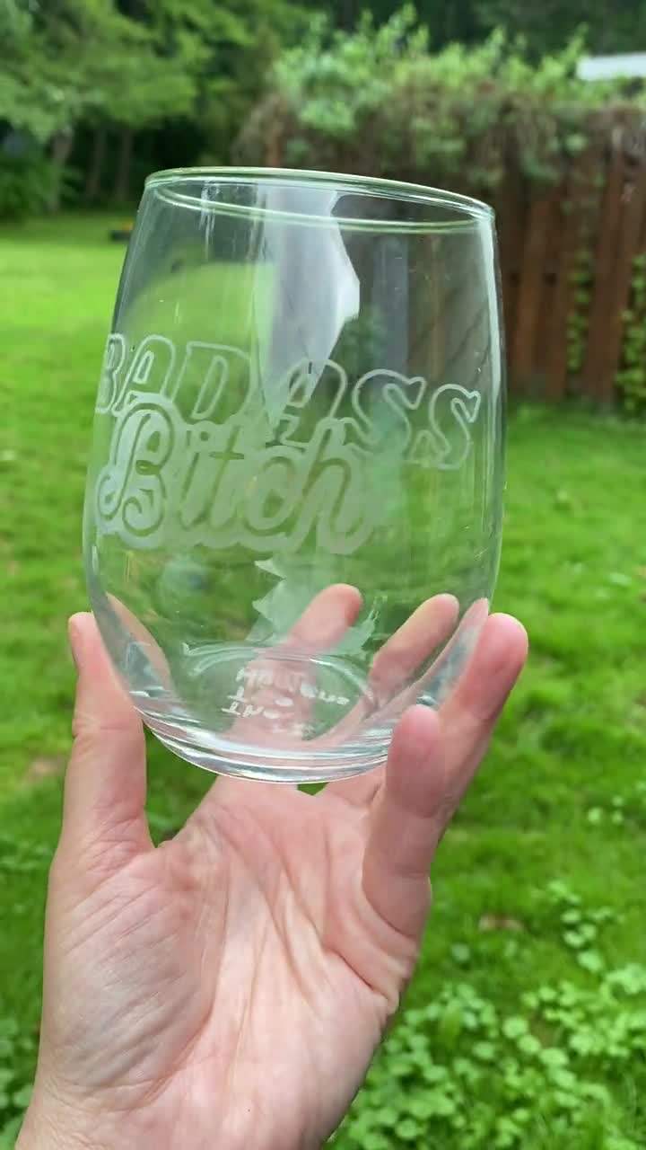 Etched Wine Glass: boobs Etched Wine Glass, Custom Wine Glass