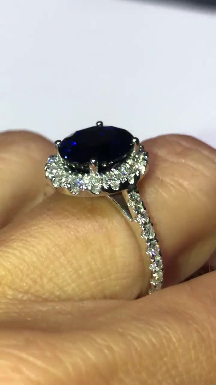 Classic Blue Oval Sapphire Engagement Ring, 3.80ct Oval Ring, .80ct Natural  Diamond Ring Pristine Custom Rings Ethically Sourced