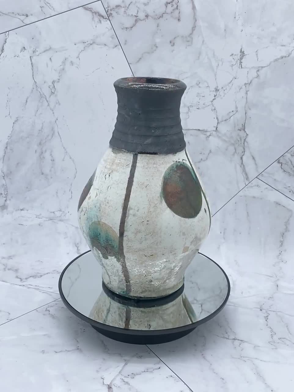 Modern Raku Large Ceramic Vase, Ceramic and Pottery Raku