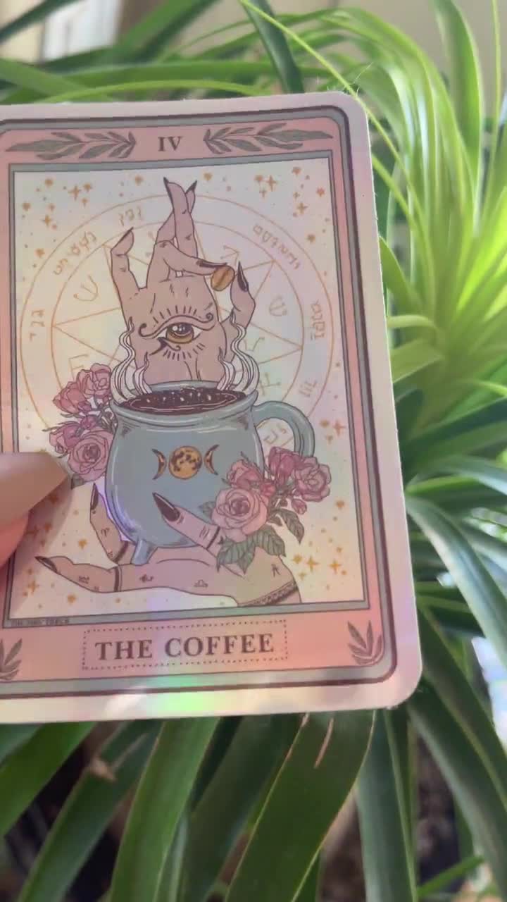 16. Holographic The Coffee Tarot Card Stickers – Hitotsu World LLC