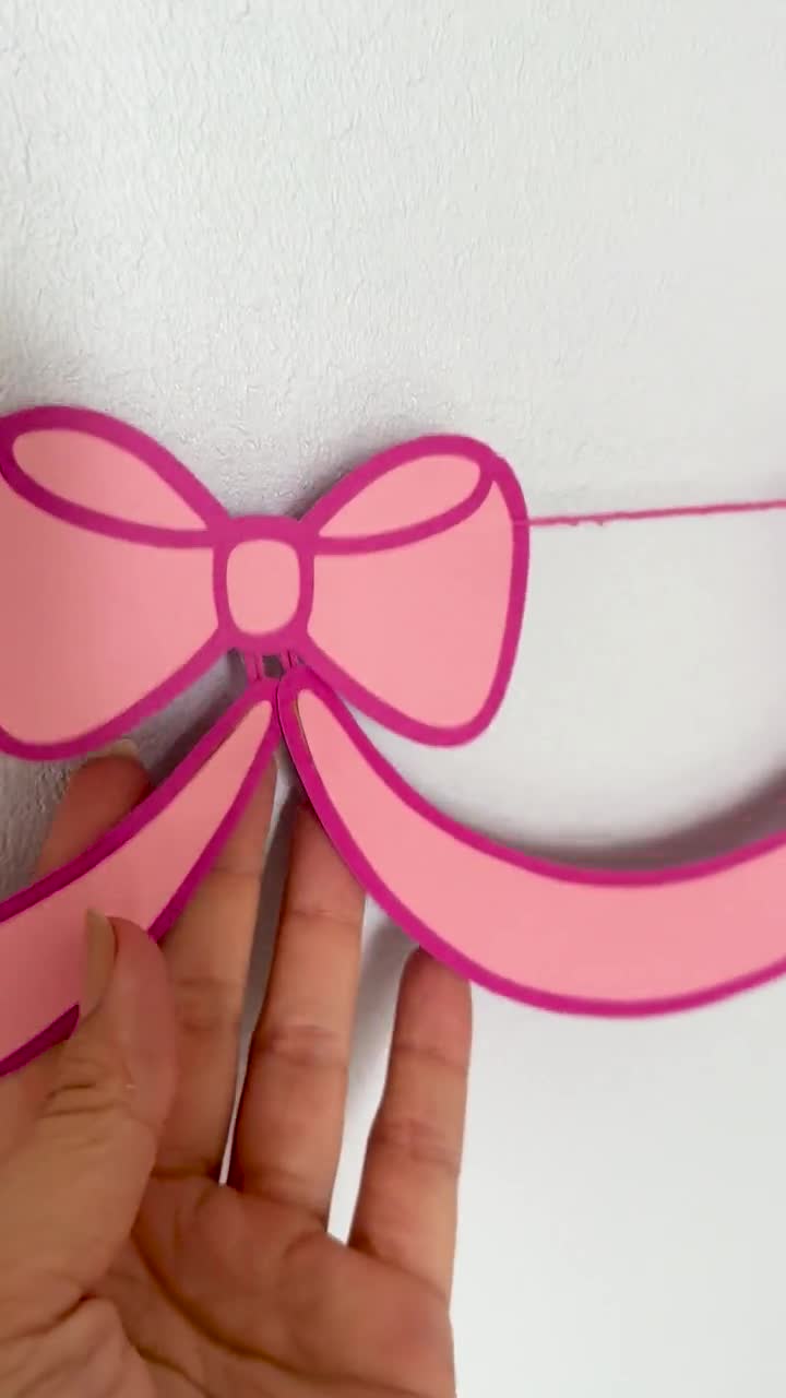 Guirlanda de laço rosa: faixa de fita de papel feita à mão, decoração para  chá de bebê, image size:720x1280