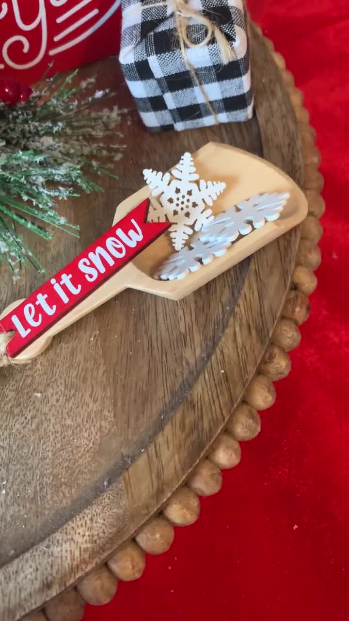 Mini Scoop for Tiered Tray, Christmas Tiered Tray Decor, Mini Wood