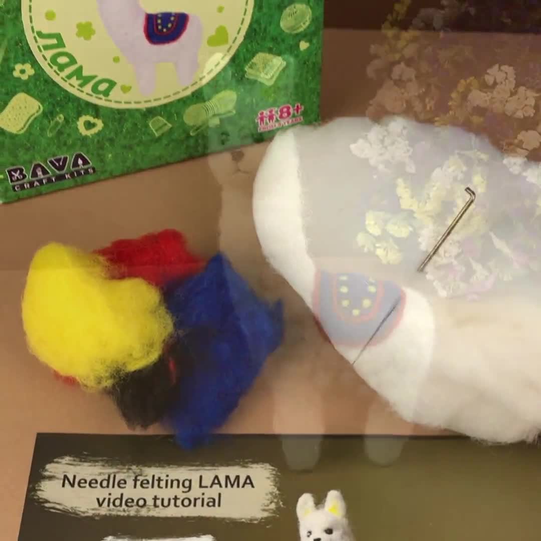 Needle Felting Lama Starter DIY Kit Fir Kids, Felted Animal 