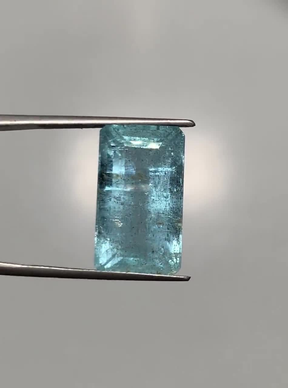 Awesome!!!! Natural Aquamarine Gemstone, Rectangle Shape Step Cut Stone,  Aquamarine For Jewelry Making, mm Ct, Gifted