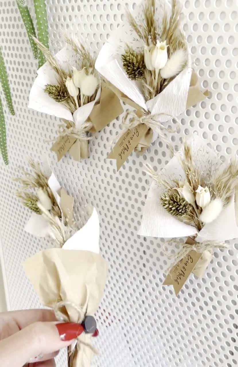 30 piezas de recuerdos de boda para invitados, flores secas, mini ramo de  imanes para invitados