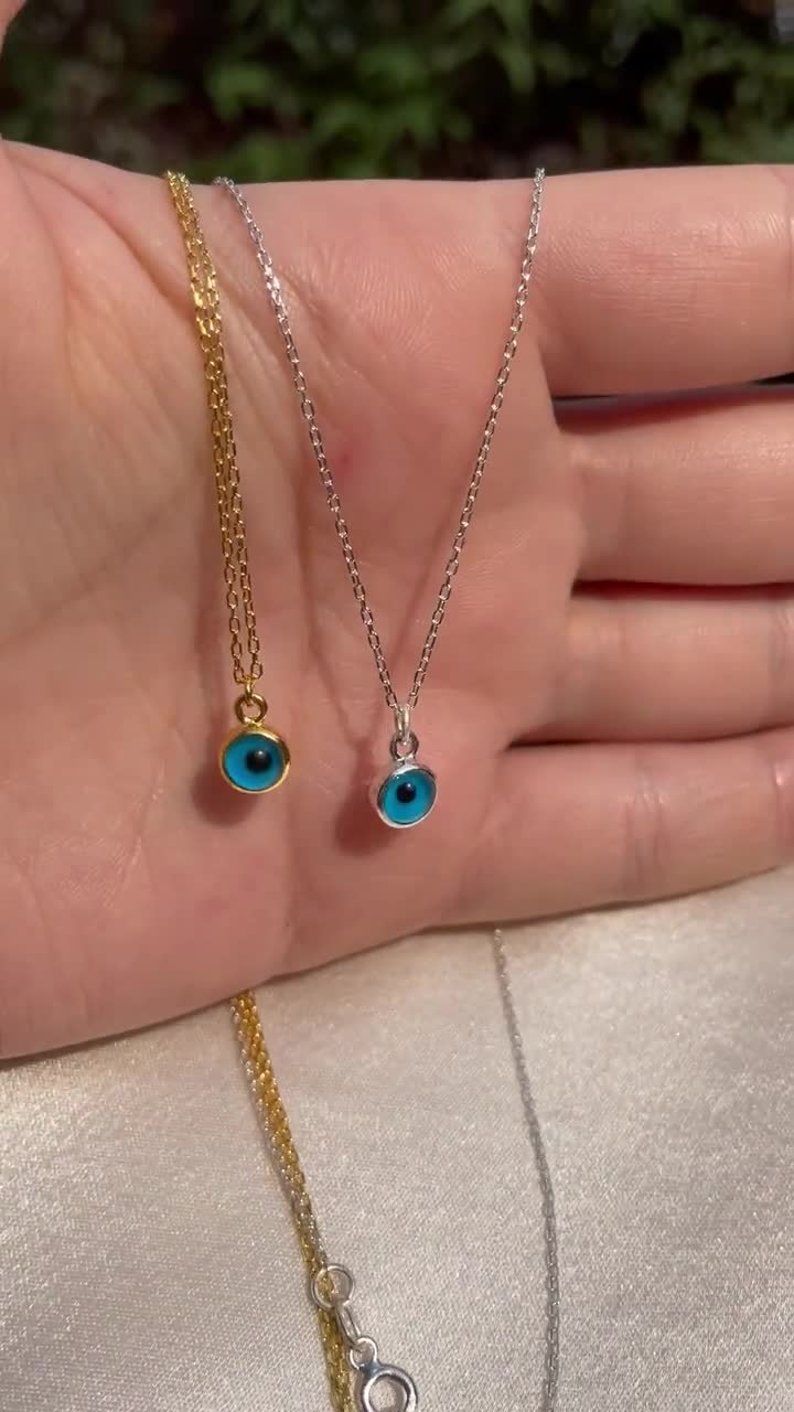 Weinuo Collar Contra El Mal De Ojo Para Mujer, Chapado En Oro Y Plata, Circonita Cúbica, Collar De Ojo De Cristal Azul Para Mujer, Amuleto De Protección De Joyería, Regalos De
