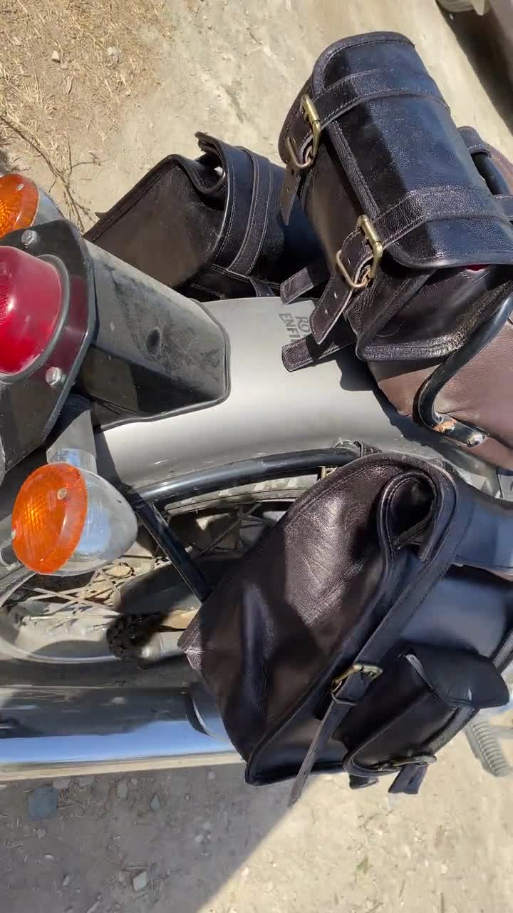 Leather Motorcycle Saddle Bag Vintage Saddle Panniers set of -  in 2023