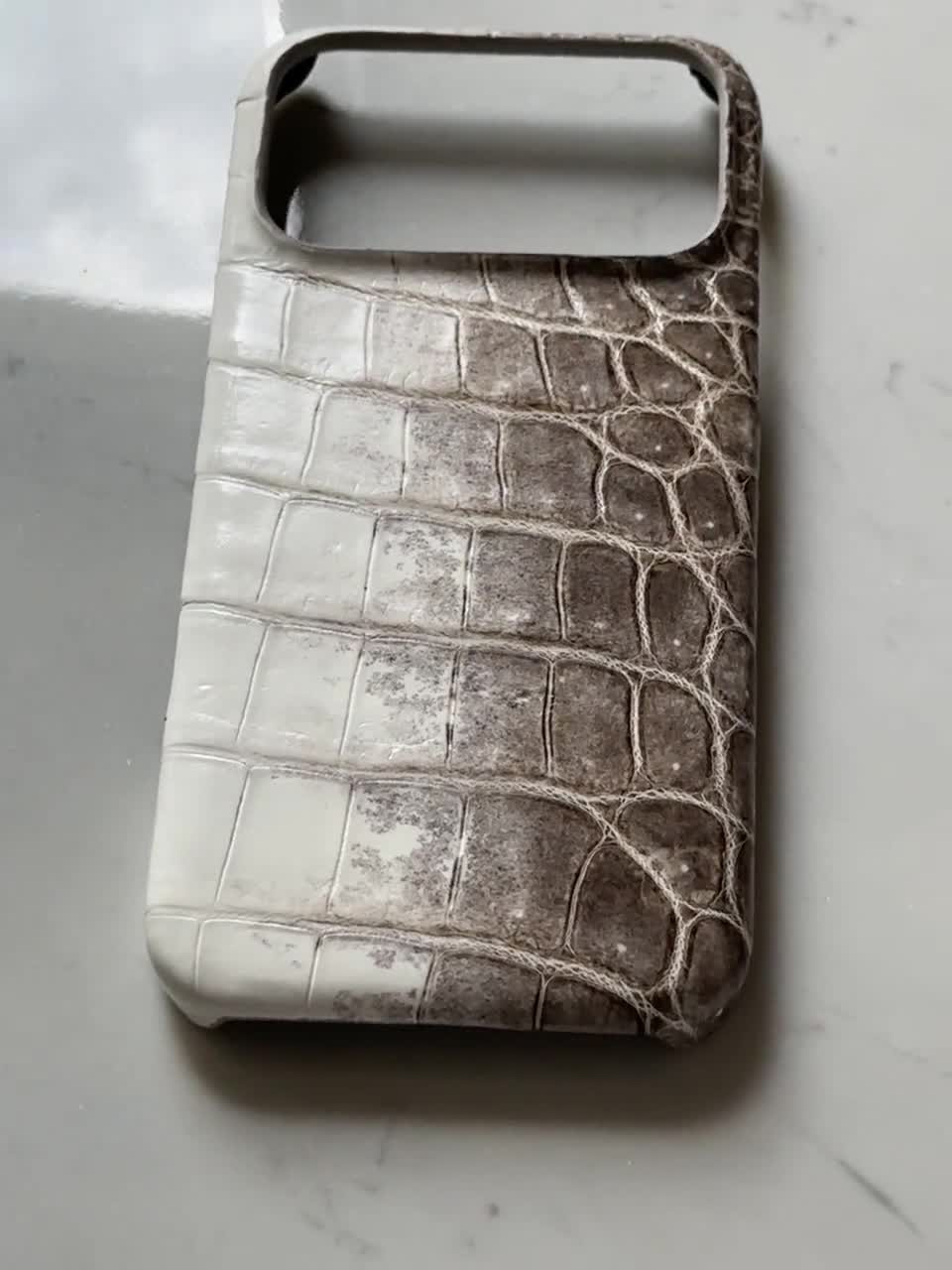Handcrafted Alligator Leather Magsafe iPhone Case - Custom Engraving video poster