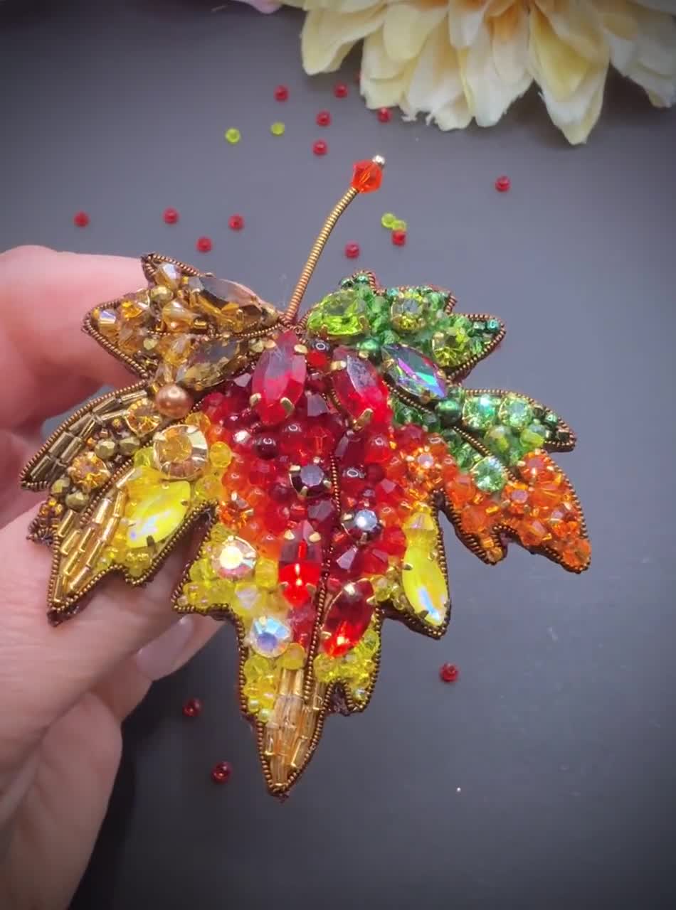 Kit Broderie Perles Tela Artis - Broche Feuille D'érable - DIY