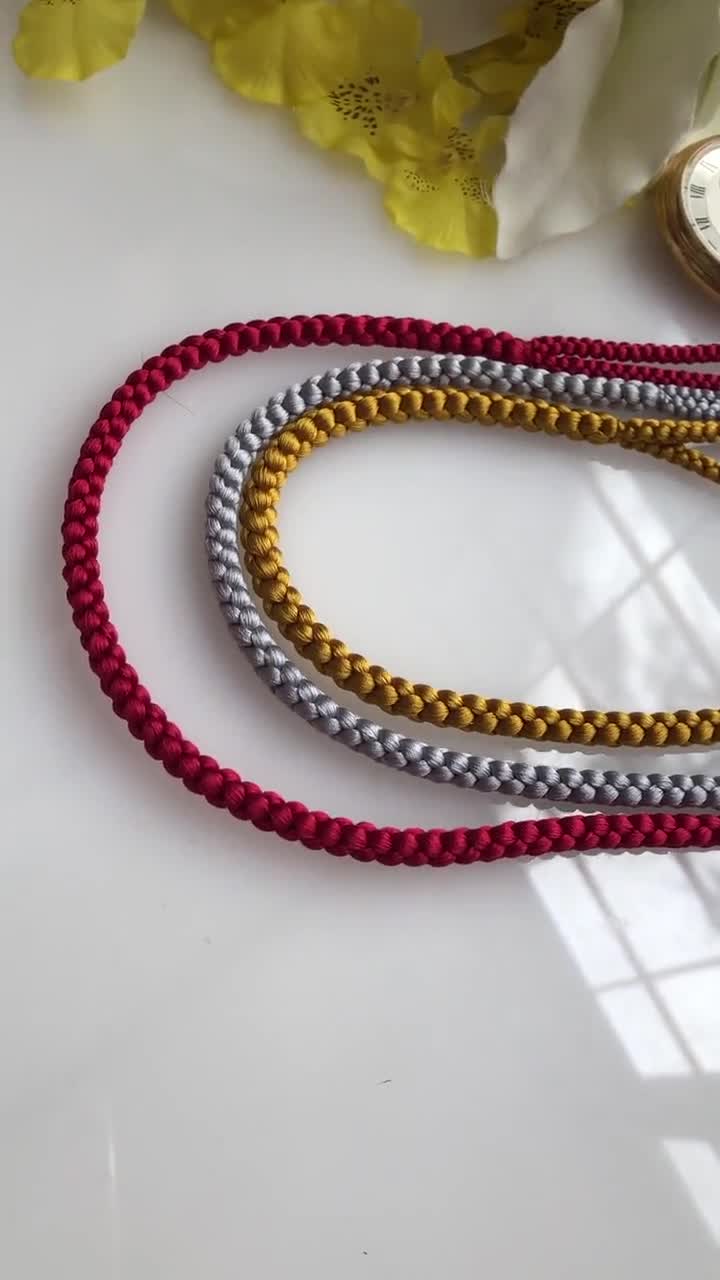 Pure Silk Pocket Watch Cord, Hand Braided Kumihimo Yotsukumi /MADE