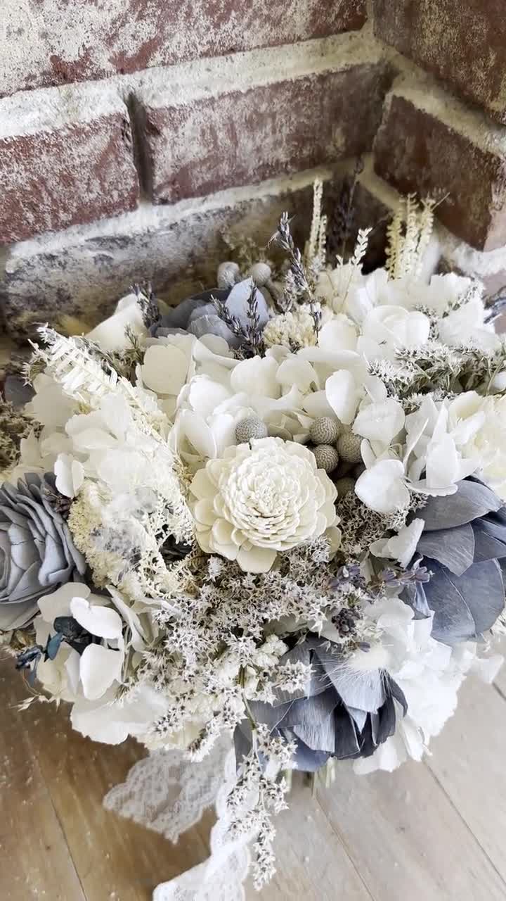 DIY KIT Hannah's Collection Sola Flower Bouquet Wedding Bridal Bouquet  Ivory, Dusty Blue, Dusty Rose -  Sweden