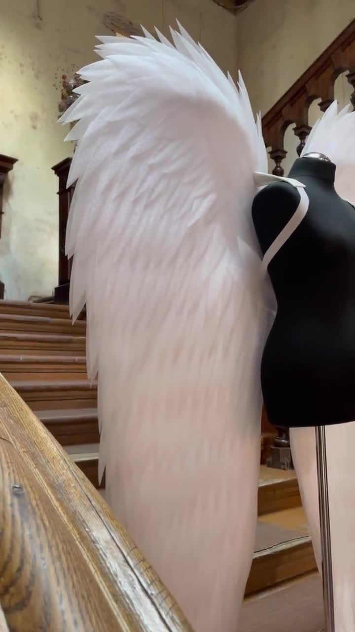 EXTRA FAST DELIVERY, White Angel Wings Costume for Adults 